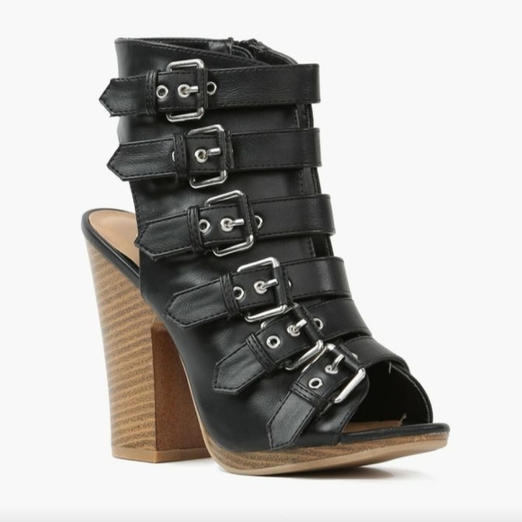 Wild Diva Shoes - Wild Diva Black Buckle Booties